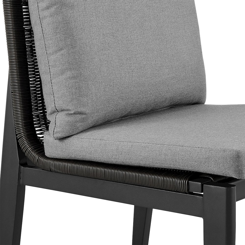 Cayman Outdoor Patio Dining Chairs in Aluminum with Gray Cushions - Set of 2. Picture 7