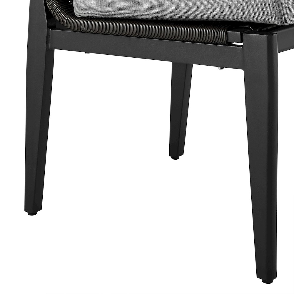 Cayman Outdoor Patio Dining Chairs in Aluminum with Gray Cushions - Set of 2. Picture 8