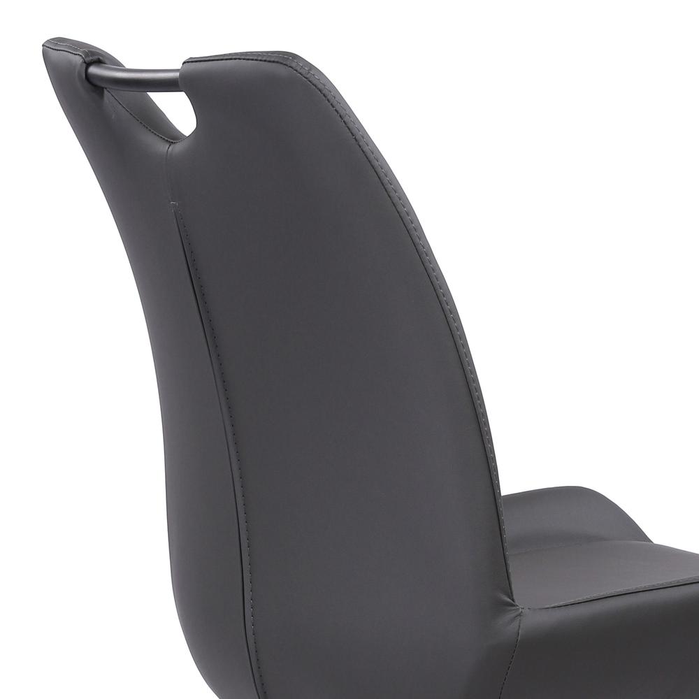 Armen Living Coronado Contemporary Dining Chair in Grey Powder Coated Finish and Grey Faux Leather - Set of 2. Picture 5