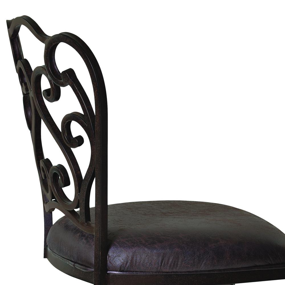 Armen Living Celeste 30" Bar Height Metal Swivel Barstool in Bandero Espresso Fabric and Auburn Bay Finish. Picture 4