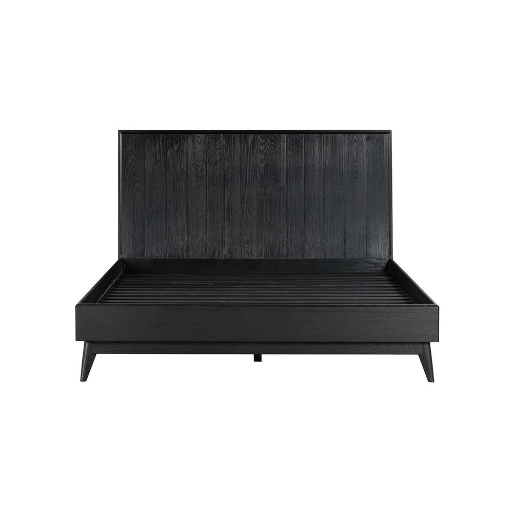 Carnaby Queen Platform Bed Frame in Black Brushed Oak Wood. Picture 1