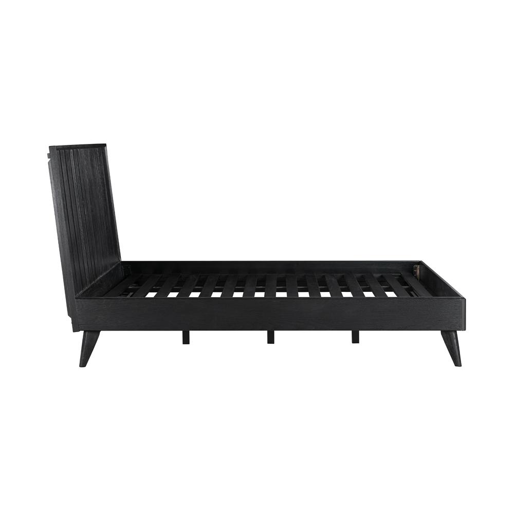 Carnaby Queen Platform Bed Frame in Black Brushed Oak Wood. Picture 2