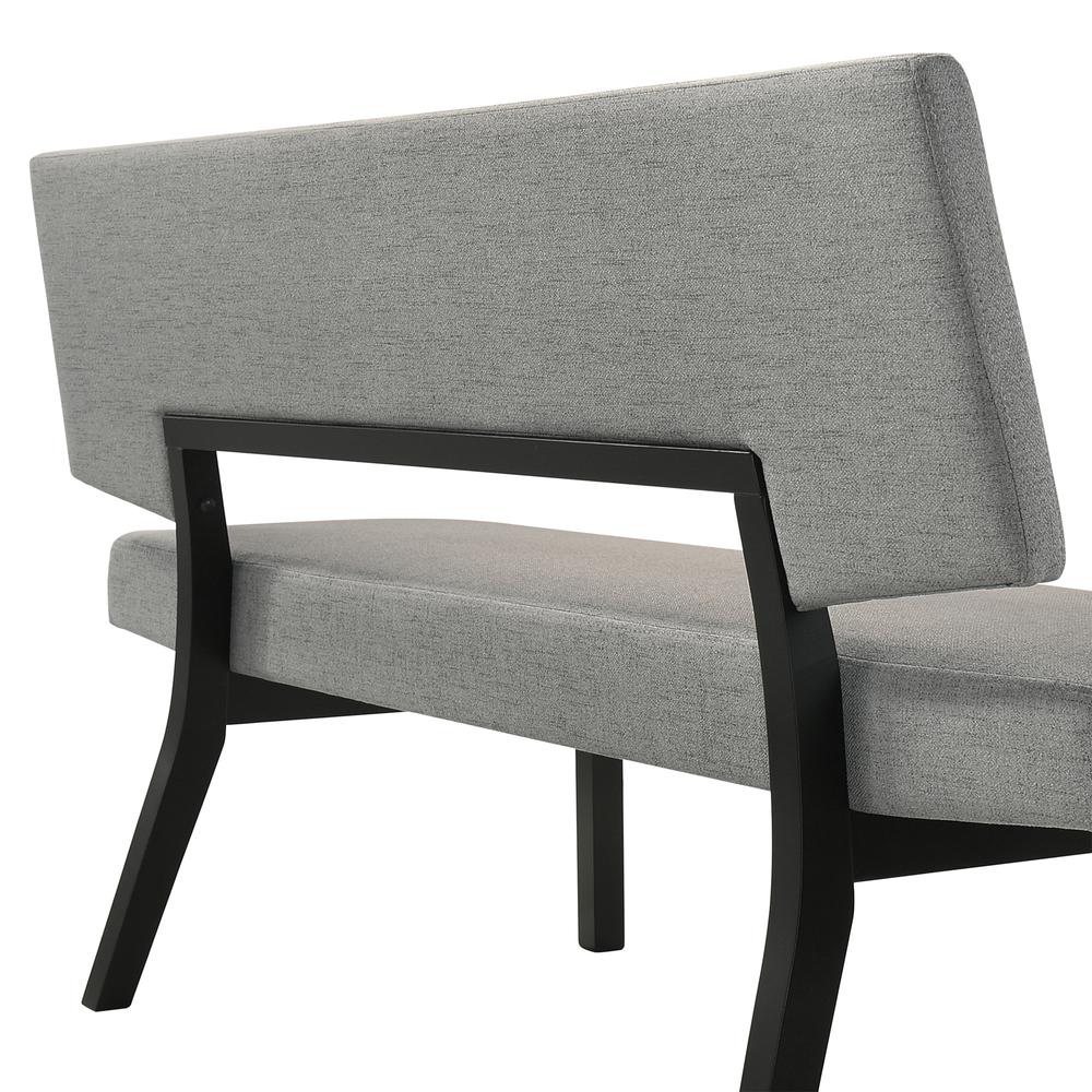 Channell Wood Dining Bench in Black Finish with Charcoal Fabric. Picture 4