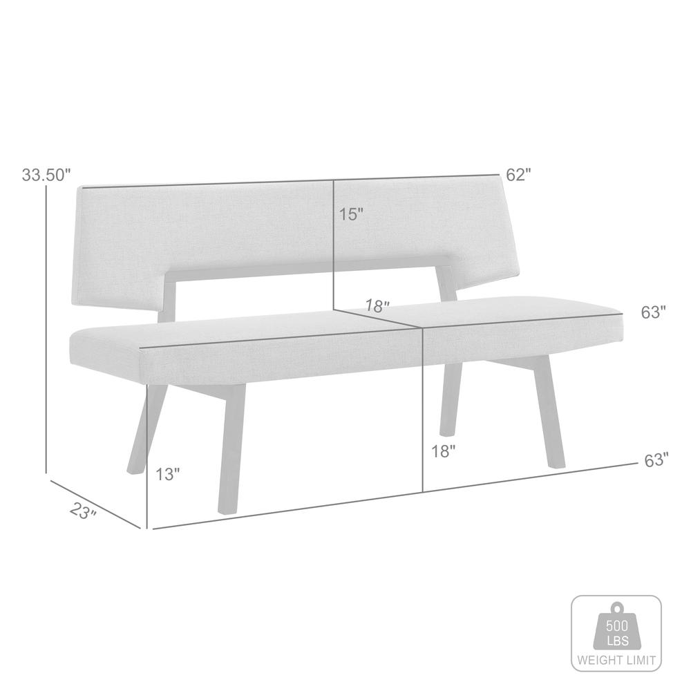 Channell Wood Dining Bench in Black Finish with Charcoal Fabric. Picture 6