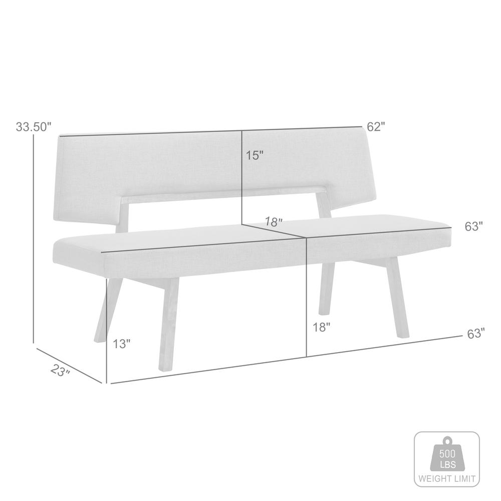 Channell Wood Dining Bench in Walnut Finish with Blue Fabric. Picture 6