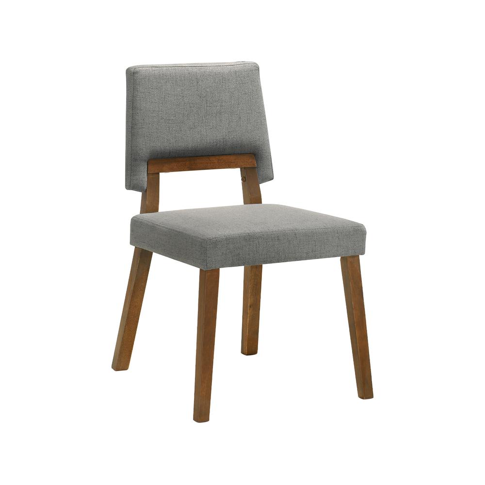 Channell Wood Dining Chair in Walnut Finish with Charcoal Fabric - Set of 2. Picture 2