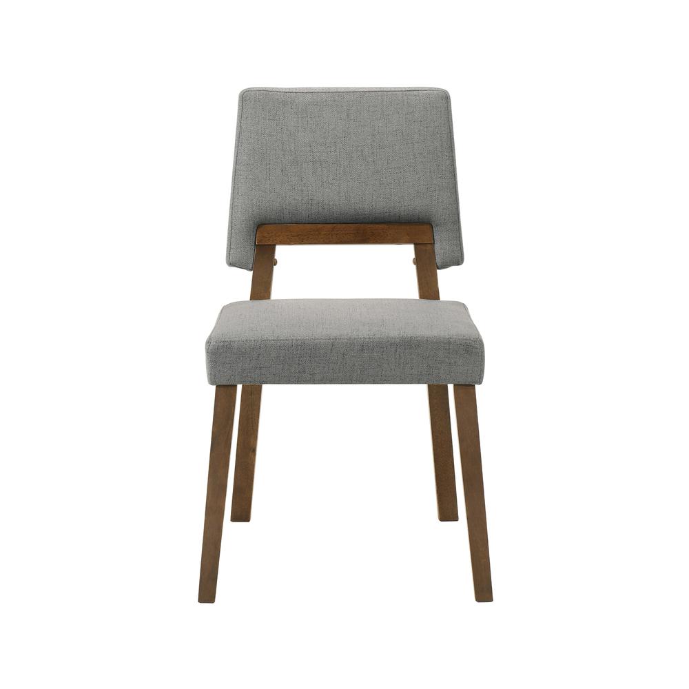 Channell Wood Dining Chair in Walnut Finish with Charcoal Fabric - Set of 2. Picture 3