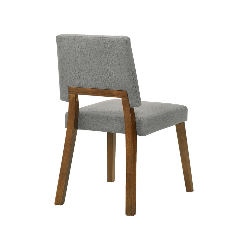 Channell Wood Dining Chair in Walnut Finish with Charcoal Fabric - Set of 2. Picture 4