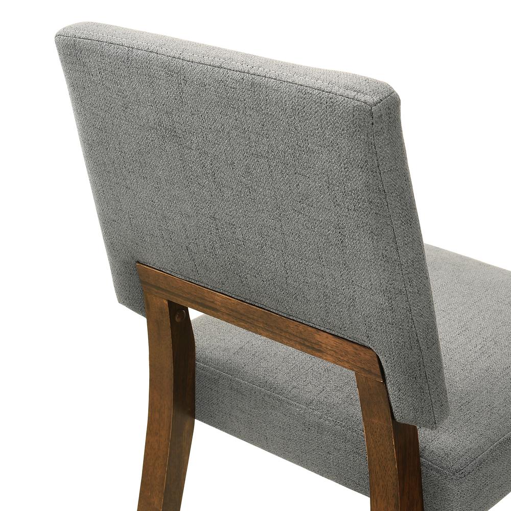 Channell Wood Dining Chair in Walnut Finish with Charcoal Fabric - Set of 2. Picture 6