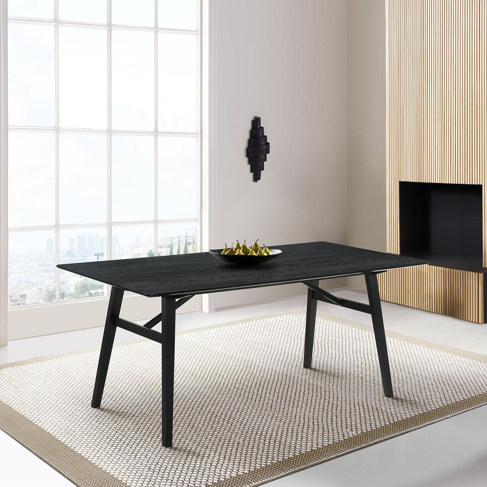 Channell Wood Dining Table in Black Finish. Picture 7