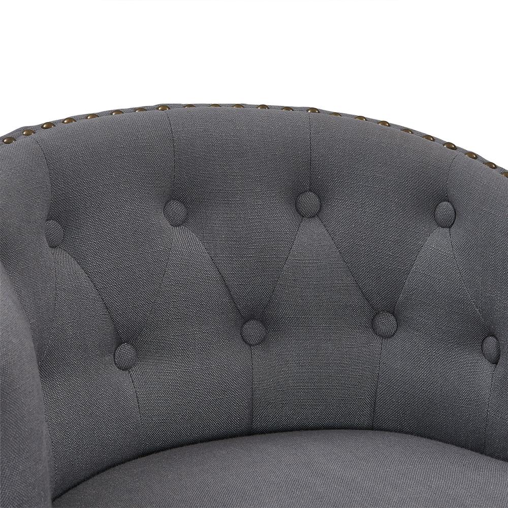 Celine 26" Counter Height Wood Swivel Tufted Barstool in Espresso Finish with Grey Fabric. Picture 7