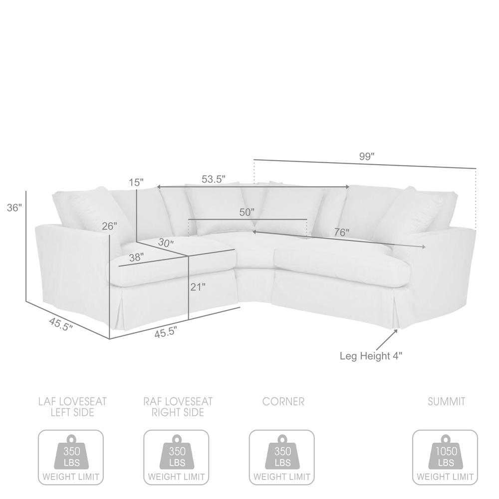 Ciara Upholstered 3 Piece Sectional Sofa in Pearl. Picture 7