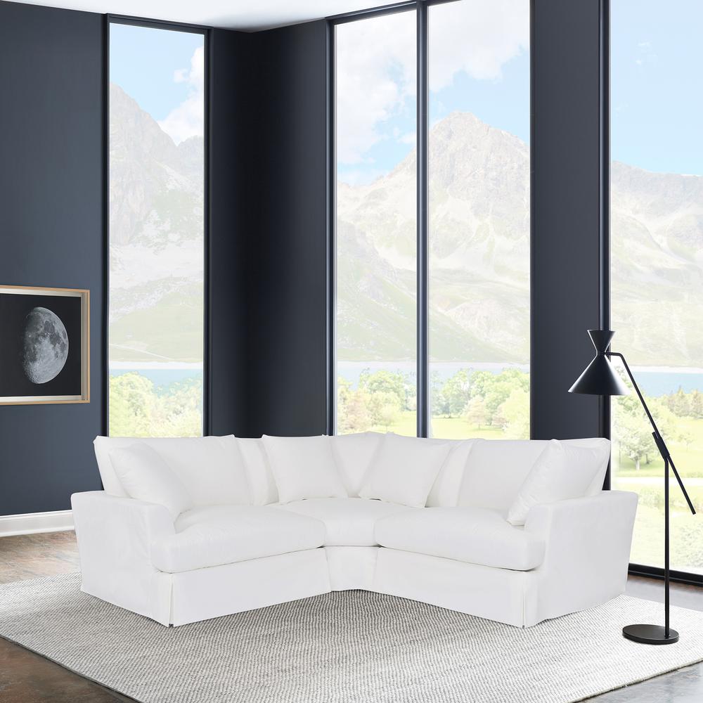 Ciara Upholstered 3 Piece Sectional Sofa in Pearl. Picture 8