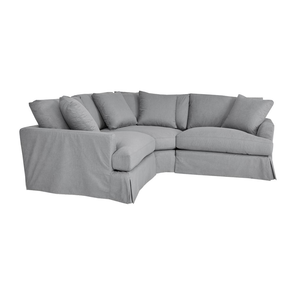 Ciara Upholstered 3 Piece Sectional Sofa in Slate Gray. Picture 2
