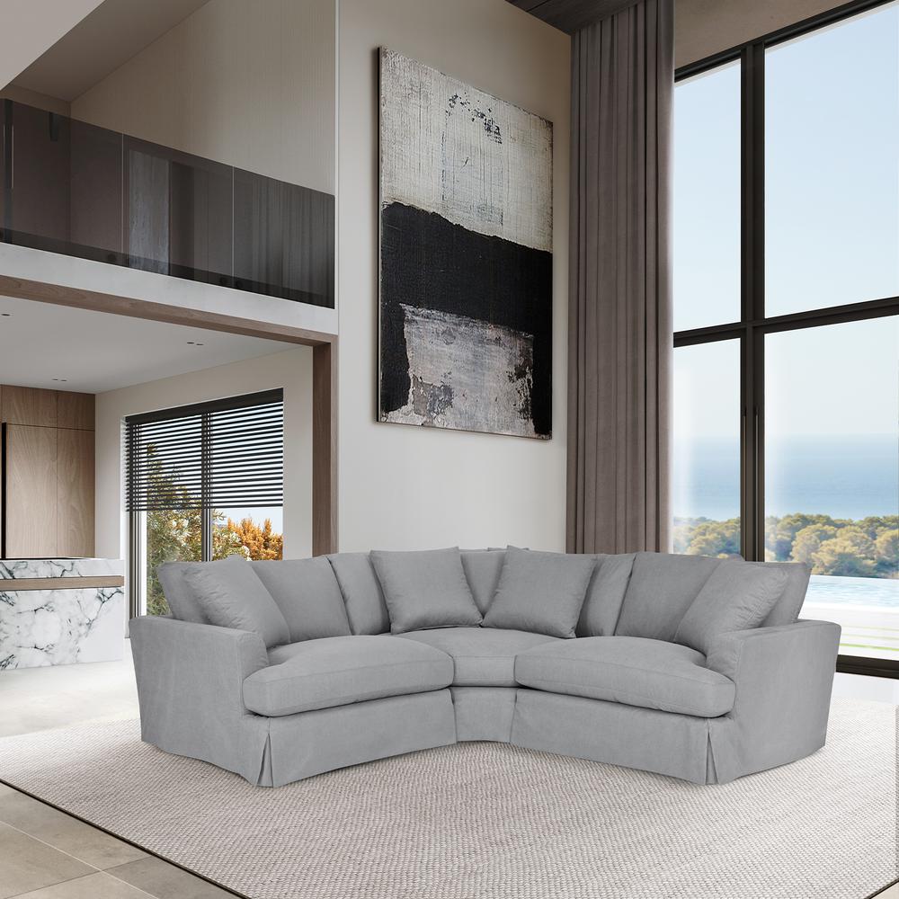 Ciara Upholstered 3 Piece Sectional Sofa in Slate Gray. Picture 8