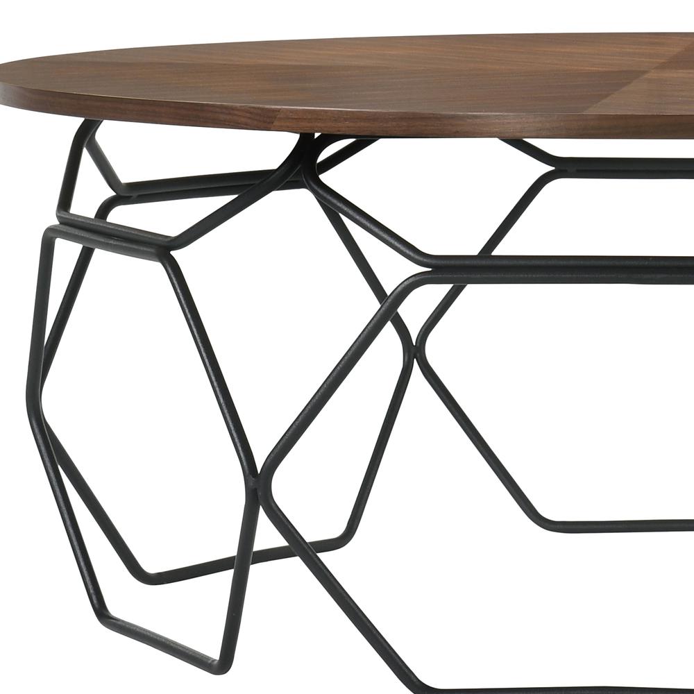 Cosmo Walnut Veneer Coffee Table with Black Metal Base. Picture 4
