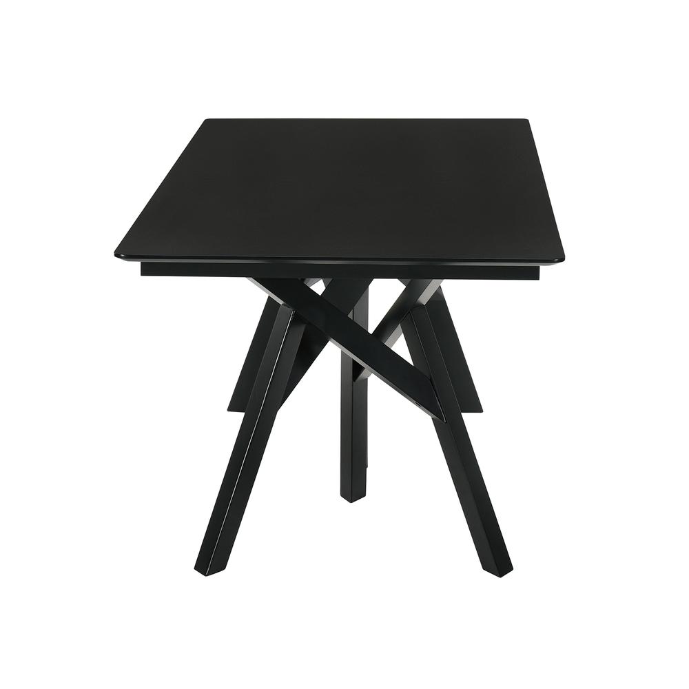 Cortina 79" Mid-Century Modern Black Wood Dining Table with Black Legs. Picture 3