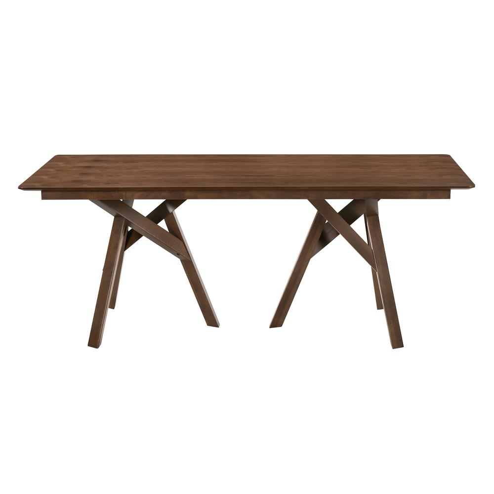 Cortina 79" Mid-Century Modern White Wood Dining Table with Walnut Legs. Picture 2