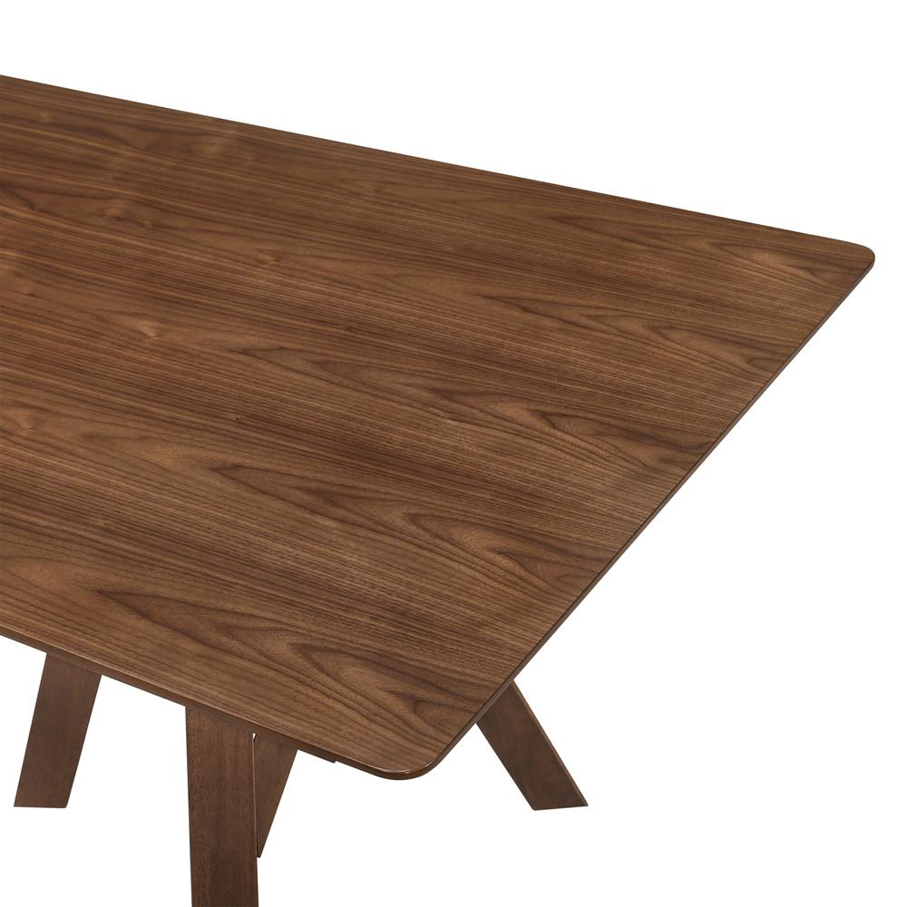 Cortina 79" Mid-Century Modern White Wood Dining Table with Walnut Legs. Picture 4