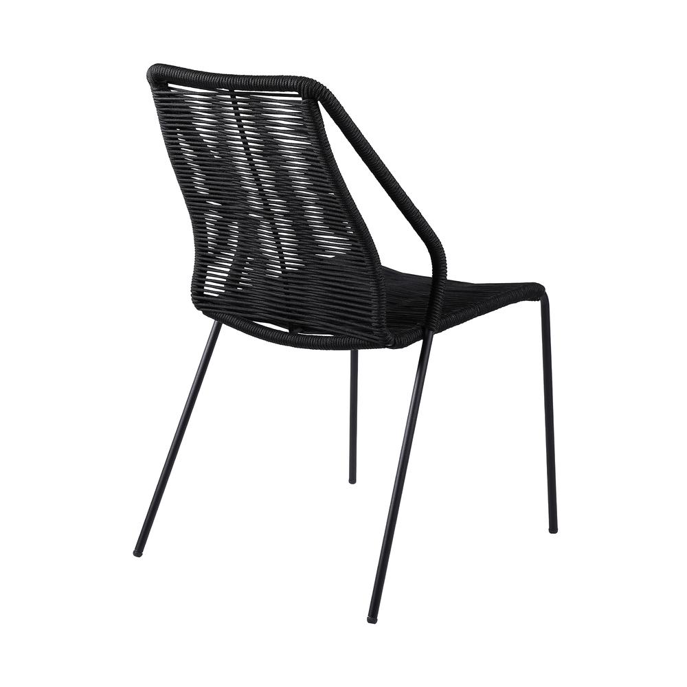 Clip Indoor Outdoor Stackable Steel Dining Chair with Black Rope - Set of 2. Picture 2