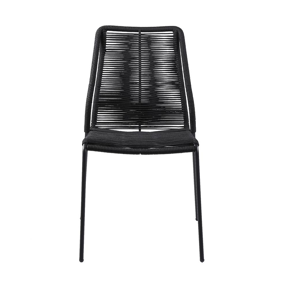 Clip Indoor Outdoor Stackable Steel Dining Chair with Black Rope - Set of 2. Picture 3