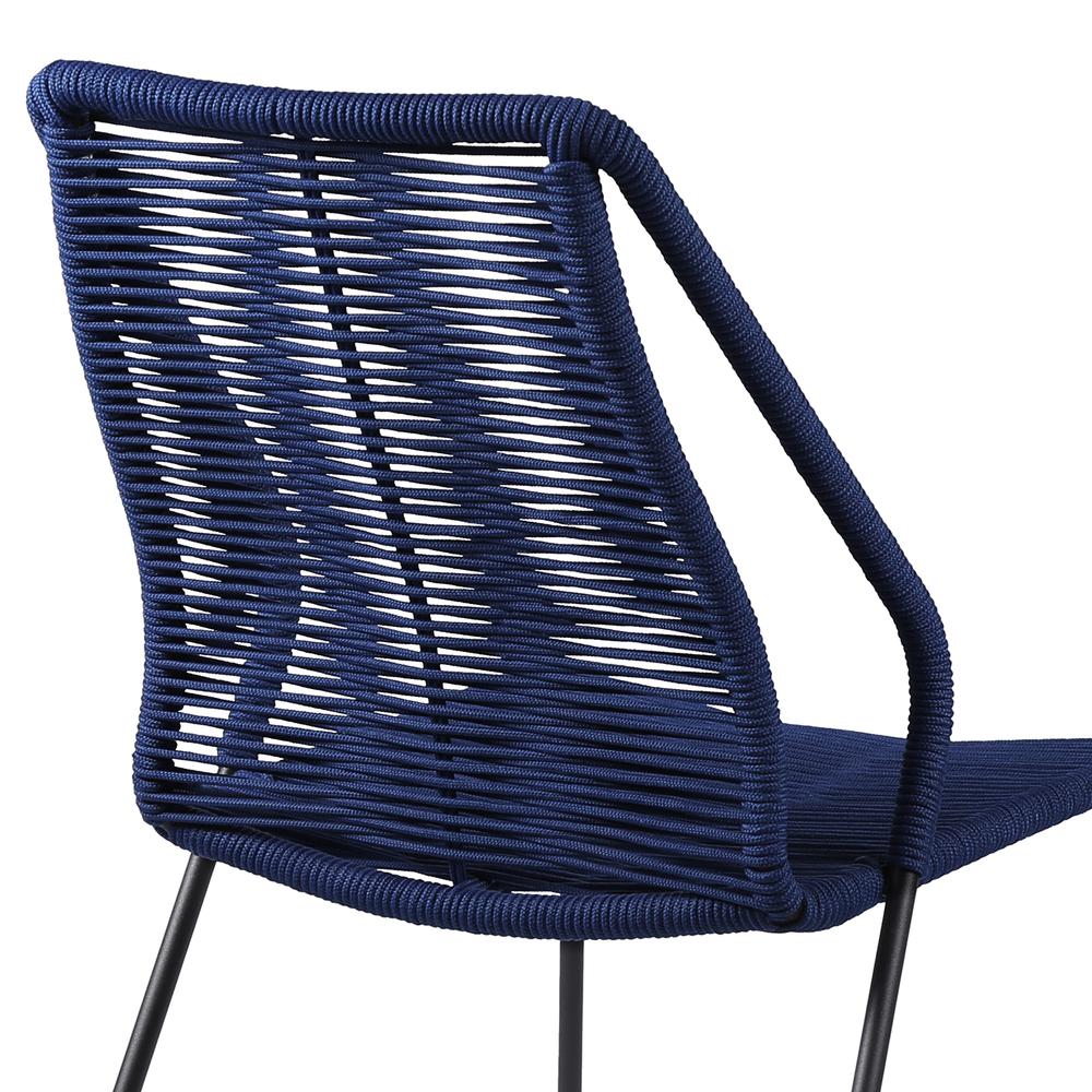 Clip Indoor Outdoor Stackable Steel Dining Chair with Blue Rope - Set of 2. Picture 5
