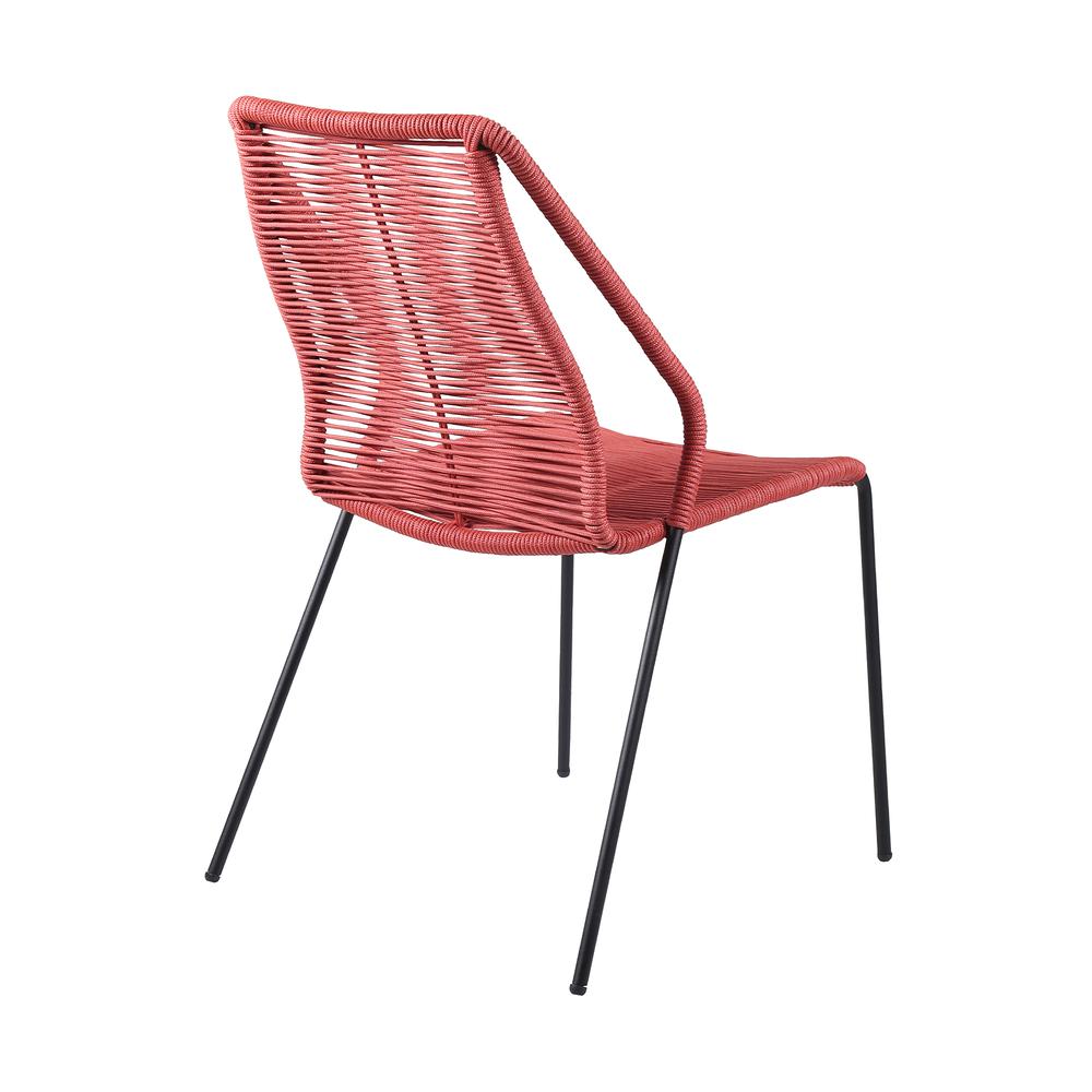 Clip Indoor Outdoor Stackable Steel Dining Chair with Brick Red Rope - Set of 2. Picture 2