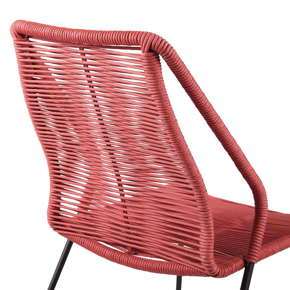 Clip Indoor Outdoor Stackable Steel Dining Chair with Brick Red Rope - Set of 2. Picture 5