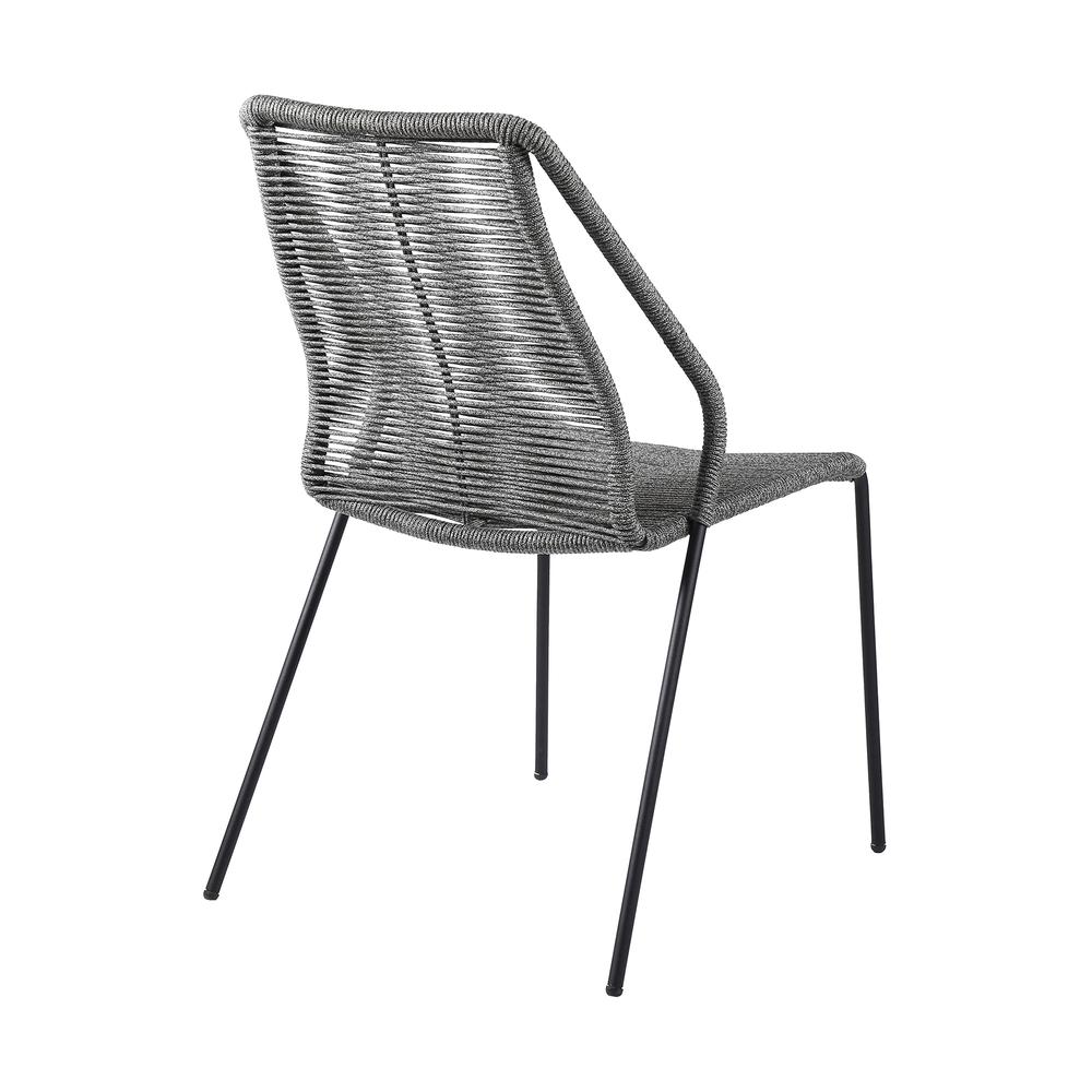 Clip Indoor Outdoor Stackable Steel Dining Chair with Grey Rope - Set of 2. Picture 2