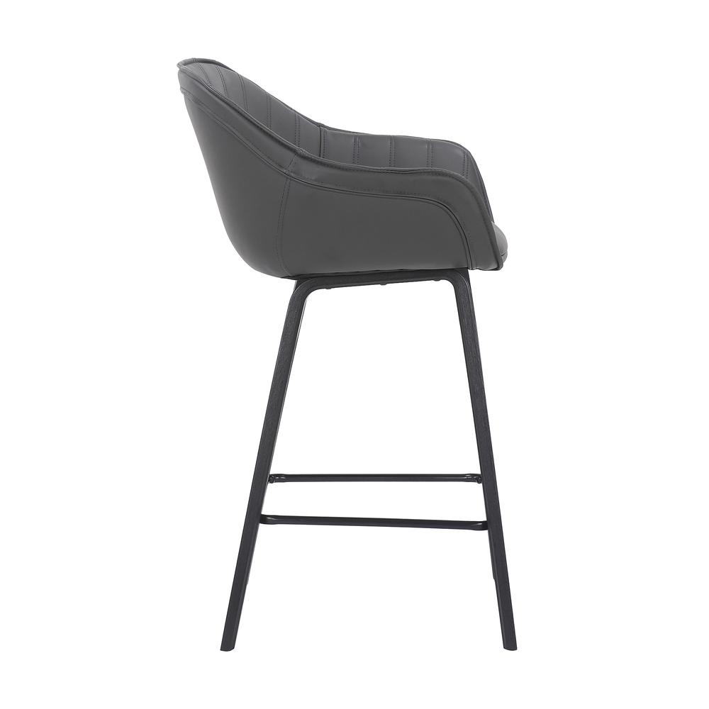 Crimson Faux Leather and Wood Bar and Counter Height Stool in BLACK. Picture 2