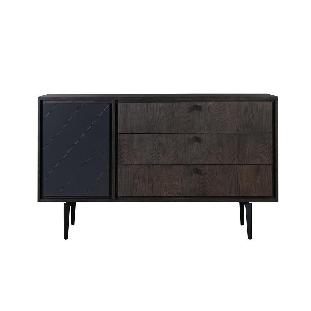 Cross Solid Oak and Metal 3 Drawer Dresser. Picture 1
