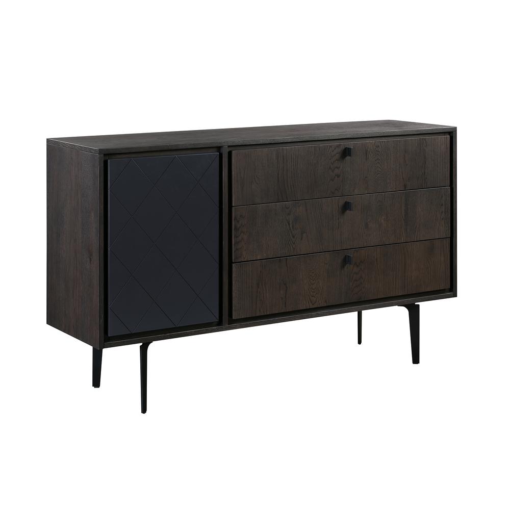 Cross Solid Oak and Metal 3 Drawer Dresser. Picture 2