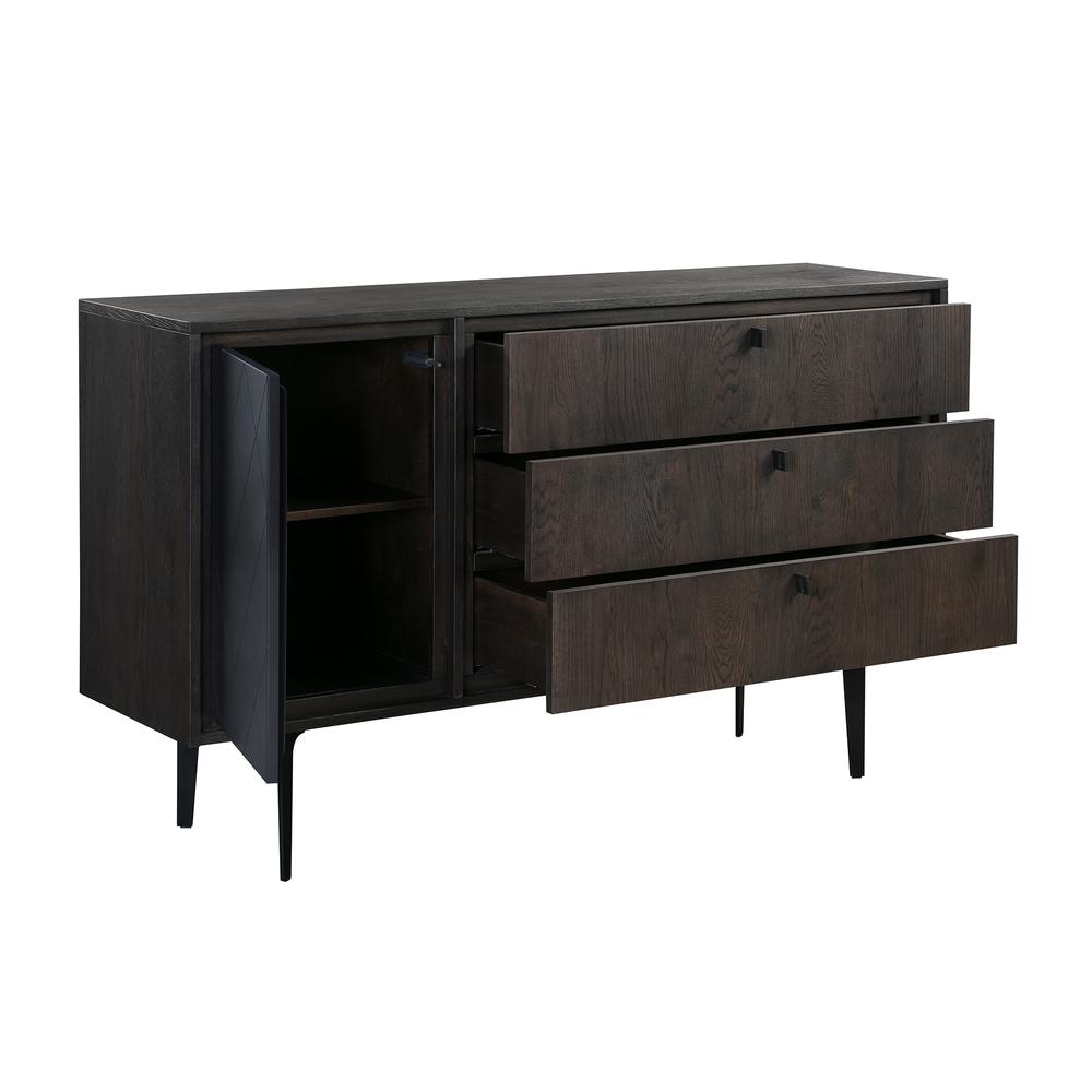 Cross Solid Oak and Metal 3 Drawer Dresser. Picture 3
