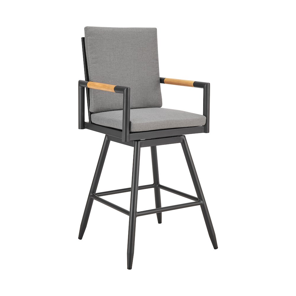 Crown Outdoor Patio Swivel Counter Stool in Aluminum with Tan Rope. Picture 1