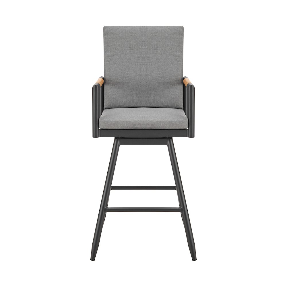 Crown Outdoor Patio Swivel Counter Stool in Aluminum with Tan Rope. Picture 2