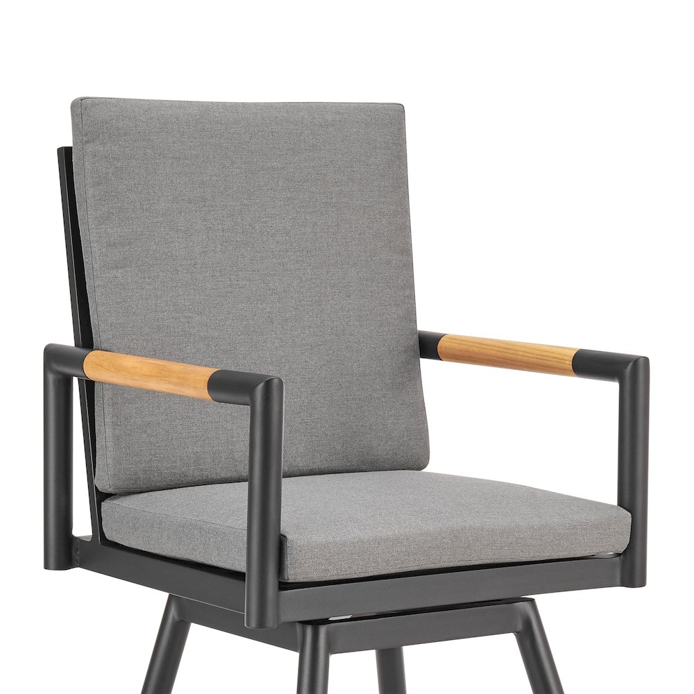 Crown Outdoor Patio Swivel Counter Stool in Aluminum with Tan Rope. Picture 4