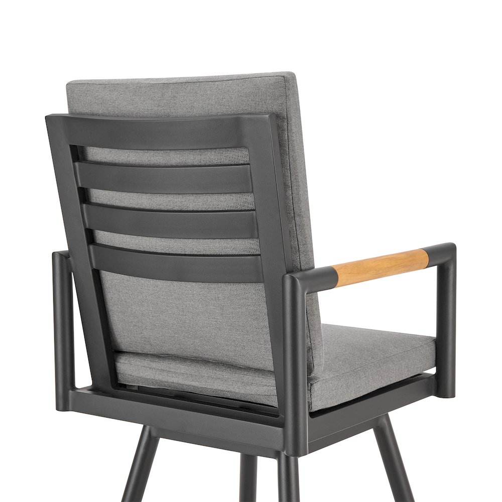 Crown Outdoor Patio Swivel Counter Stool in Aluminum with Tan Rope. Picture 5