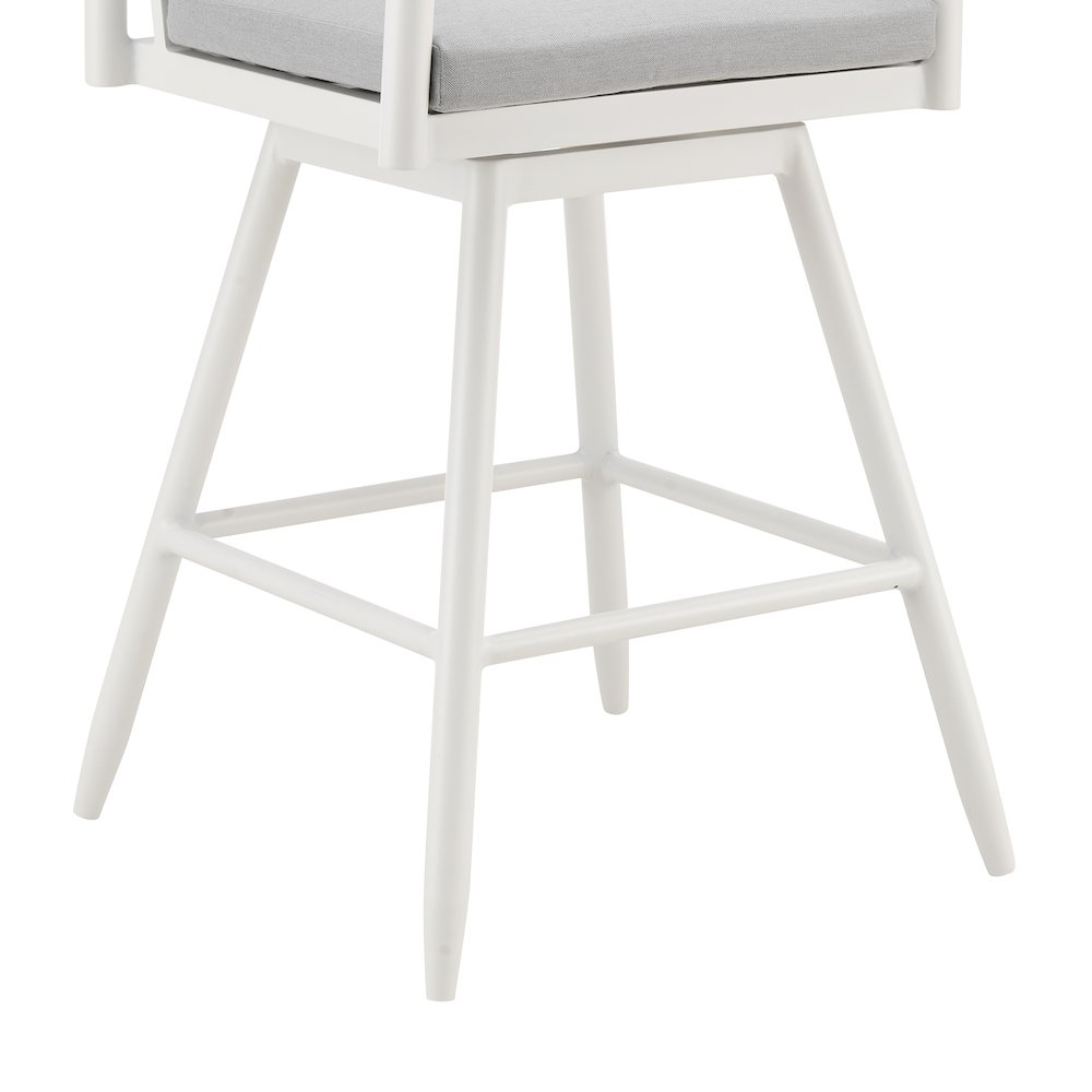 Crown Outdoor Patio Swivel Bar Stool in Aluminum with Brown Rope. Picture 8