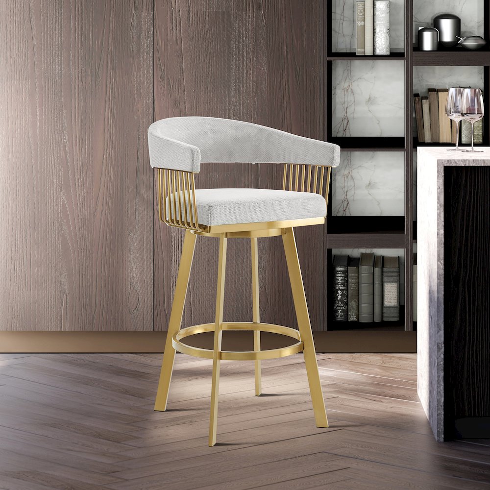 Chelsea 26" Swivel Counter Stool with Gold Brushed Stainless Steel. Picture 10
