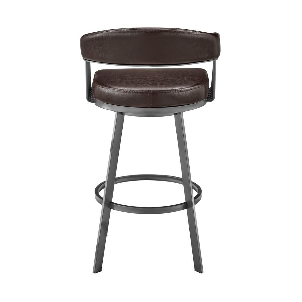 Chelsea 30" Bar Height Swivel Bar Stool in Java Brown Finish and Chocolate Faux Leather. Picture 5