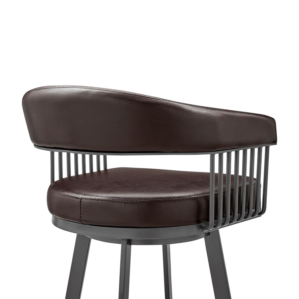 Chelsea 30" Bar Height Swivel Bar Stool in Java Brown Finish and Chocolate Faux Leather. Picture 7
