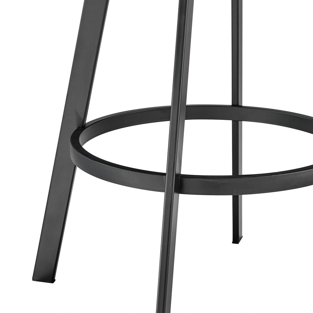 Chelsea 30" Bar Height Swivel Bar Stool in Black Finish and Gray Faux Leather. Picture 8