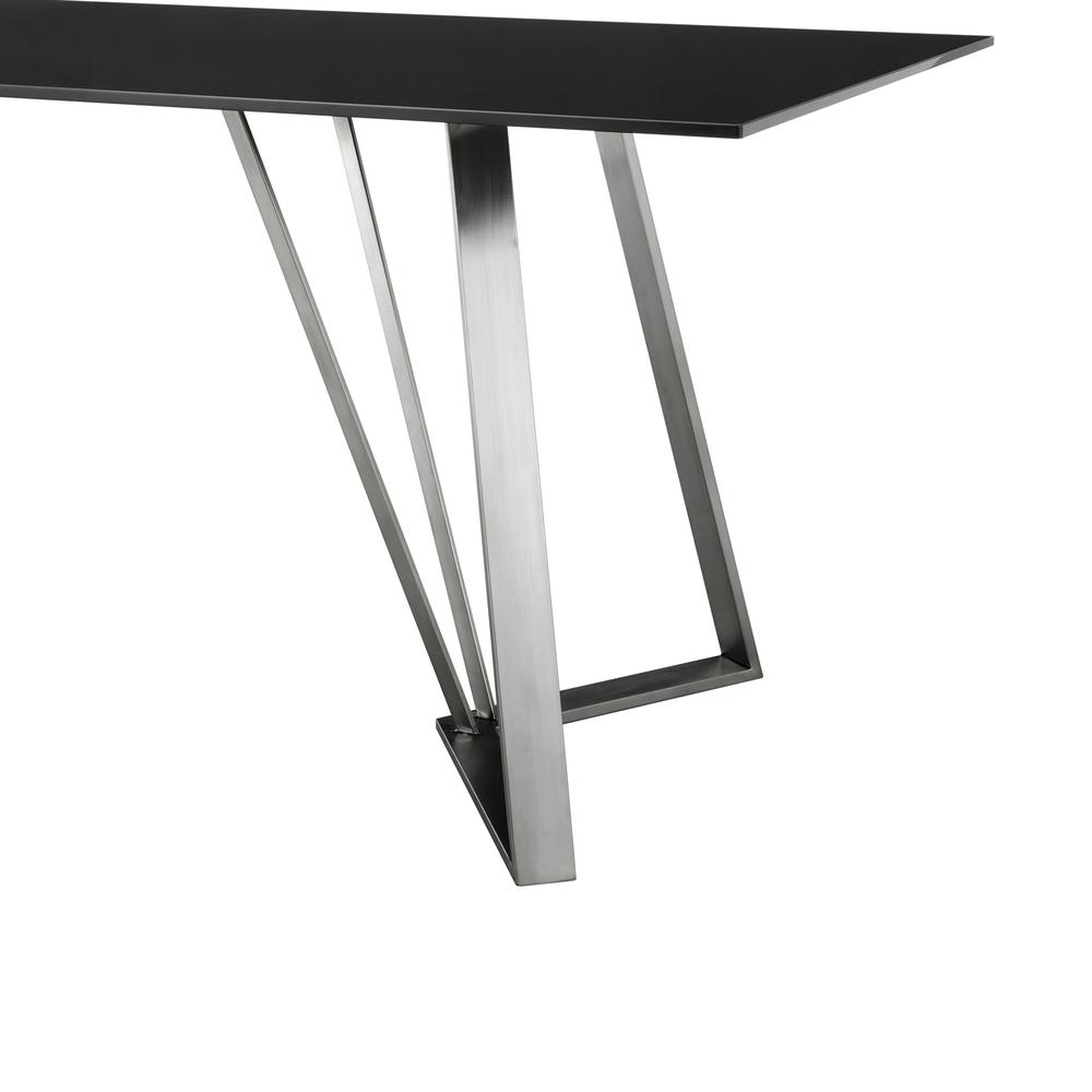 Cressida Glass and Stainless Steel Rectangular Dining Room Table. Picture 3