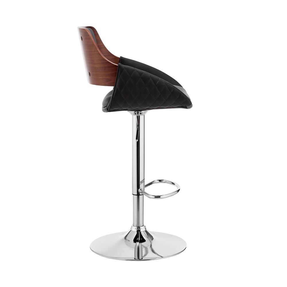 Adjustable Swivel Bar Stool with Black Faux Leather and Chrome Base. Picture 3