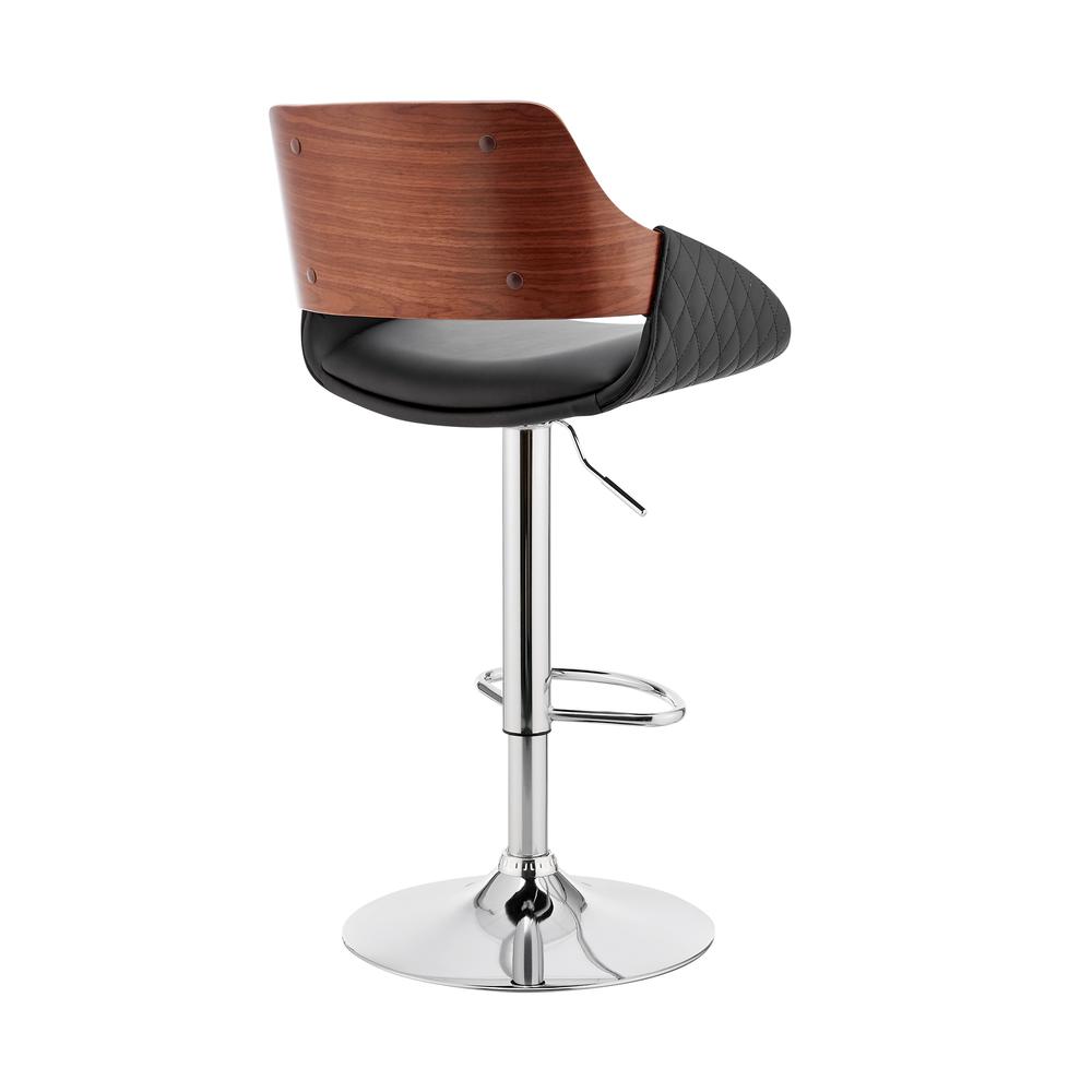 Colby Adjustable Black Faux Leather and Chrome Finish Bar Stool. Picture 4