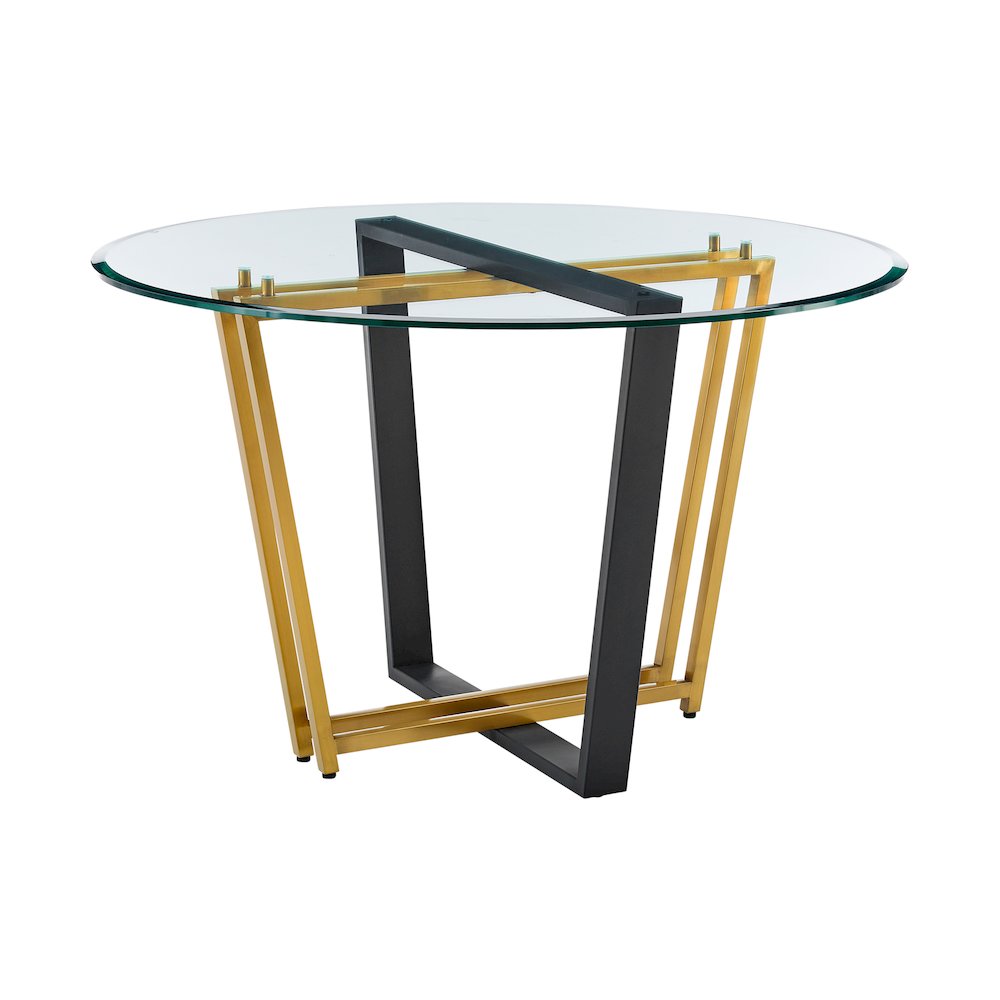 Devi 48" Round Dining Table in Gold Stainless Steel. Picture 1