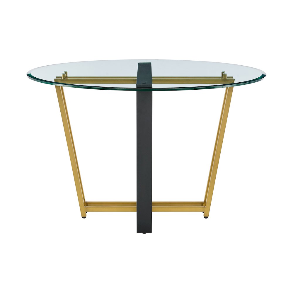 Devi 48" Round Dining Table in Gold Stainless Steel. Picture 2
