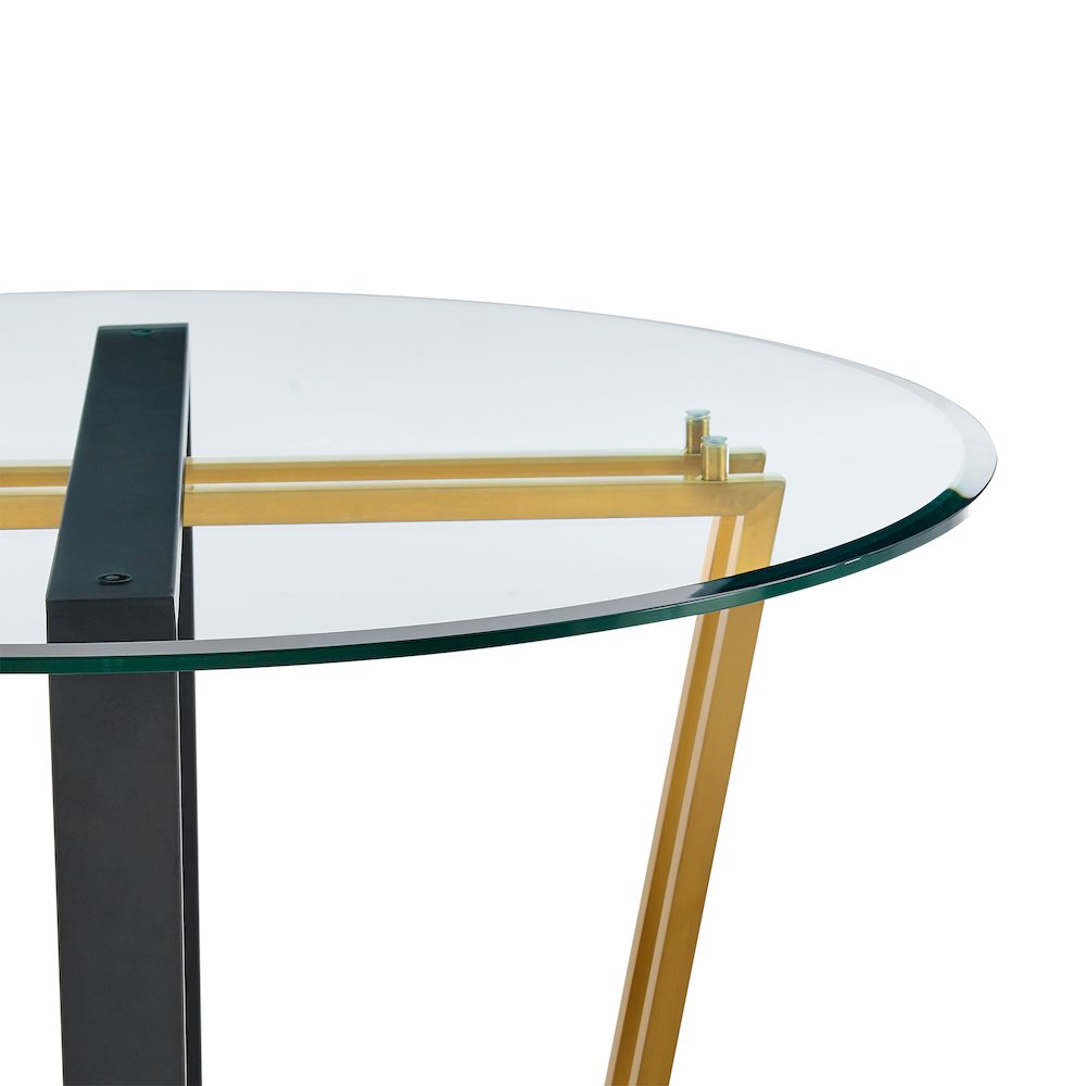 Devi 48" Round Dining Table in Gold Stainless Steel. Picture 3
