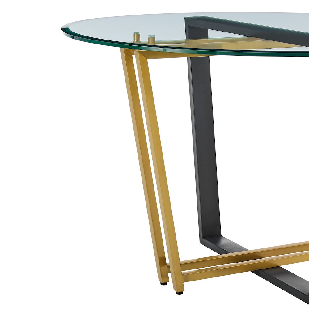 Devi 48" Round Dining Table in Gold Stainless Steel. Picture 4
