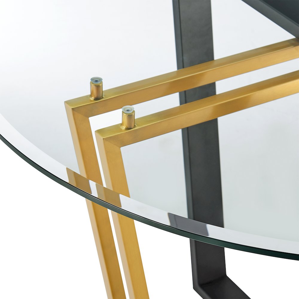 Devi 48" Round Dining Table in Gold Stainless Steel. Picture 5